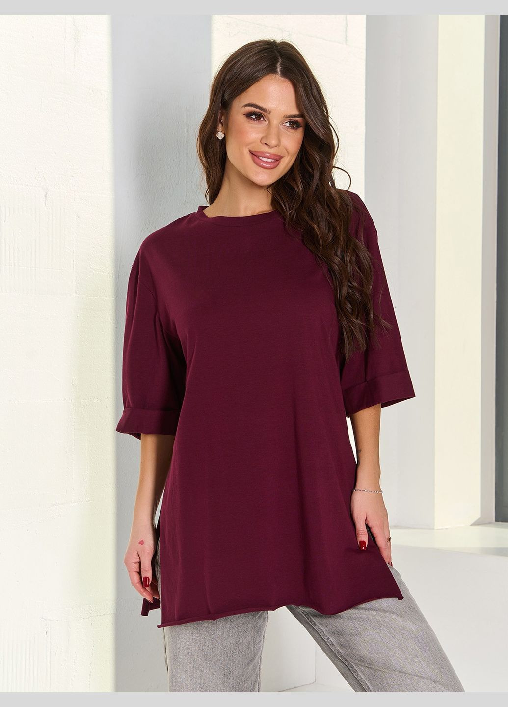 Стильна бавовняна футболка оверсайз No Brand - (322579023)