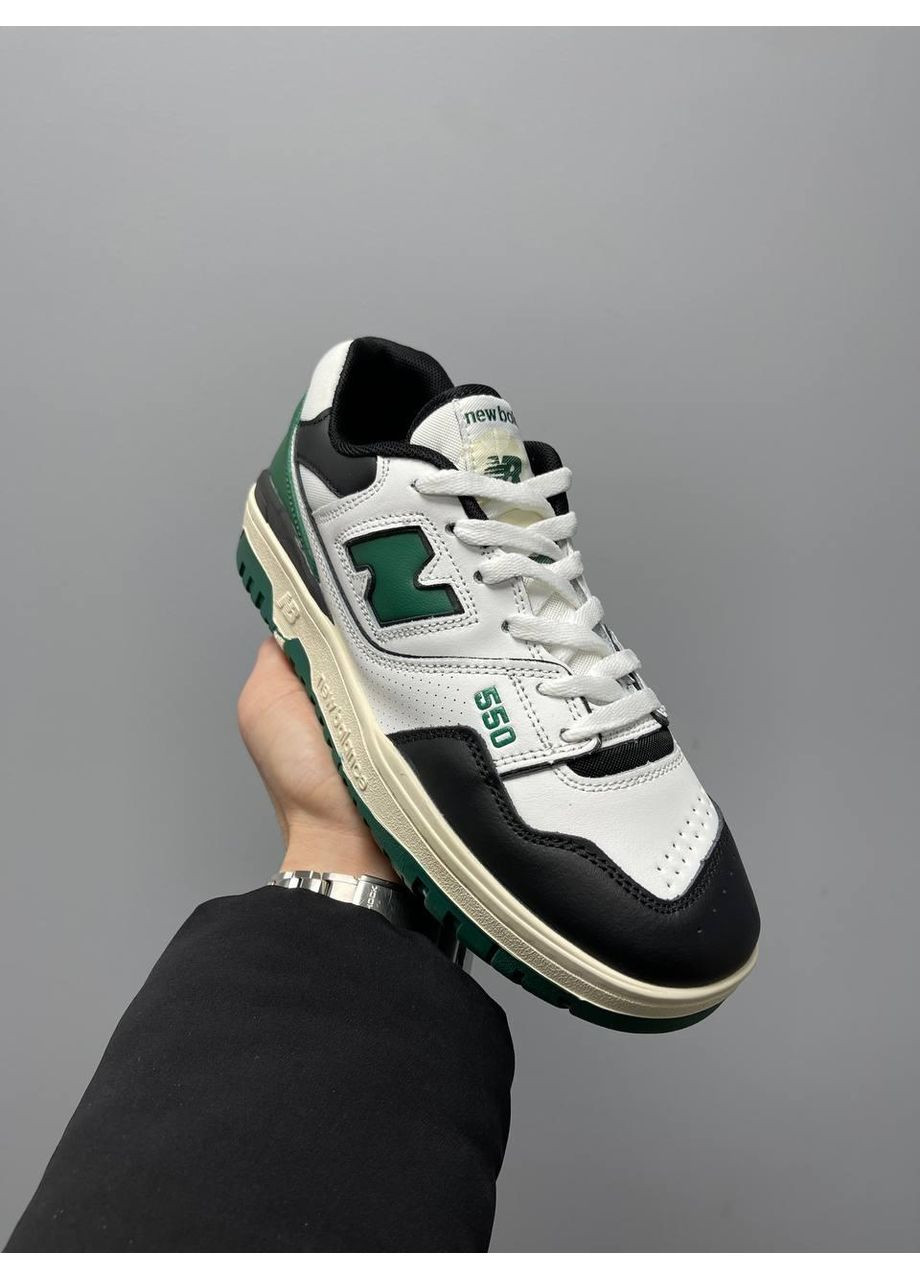 Сірі Осінні кросівки чоловічі new balance 550 white black green нью беланс 550 No Brand