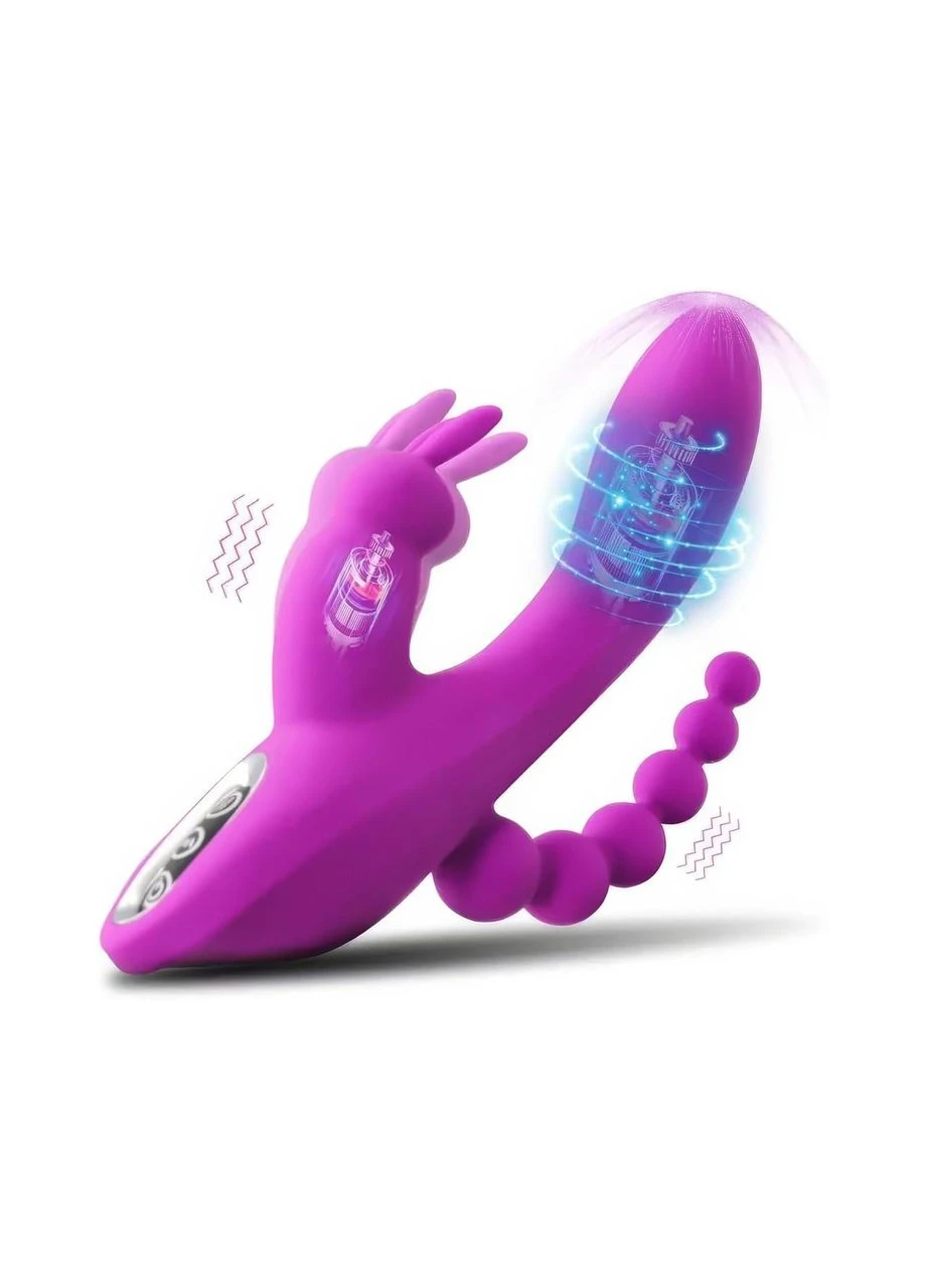 Вагинально-анальный вибратор для точки G Super Rabbit силиконовый 20.5 см Фиолетовый No Brand (366888175)
