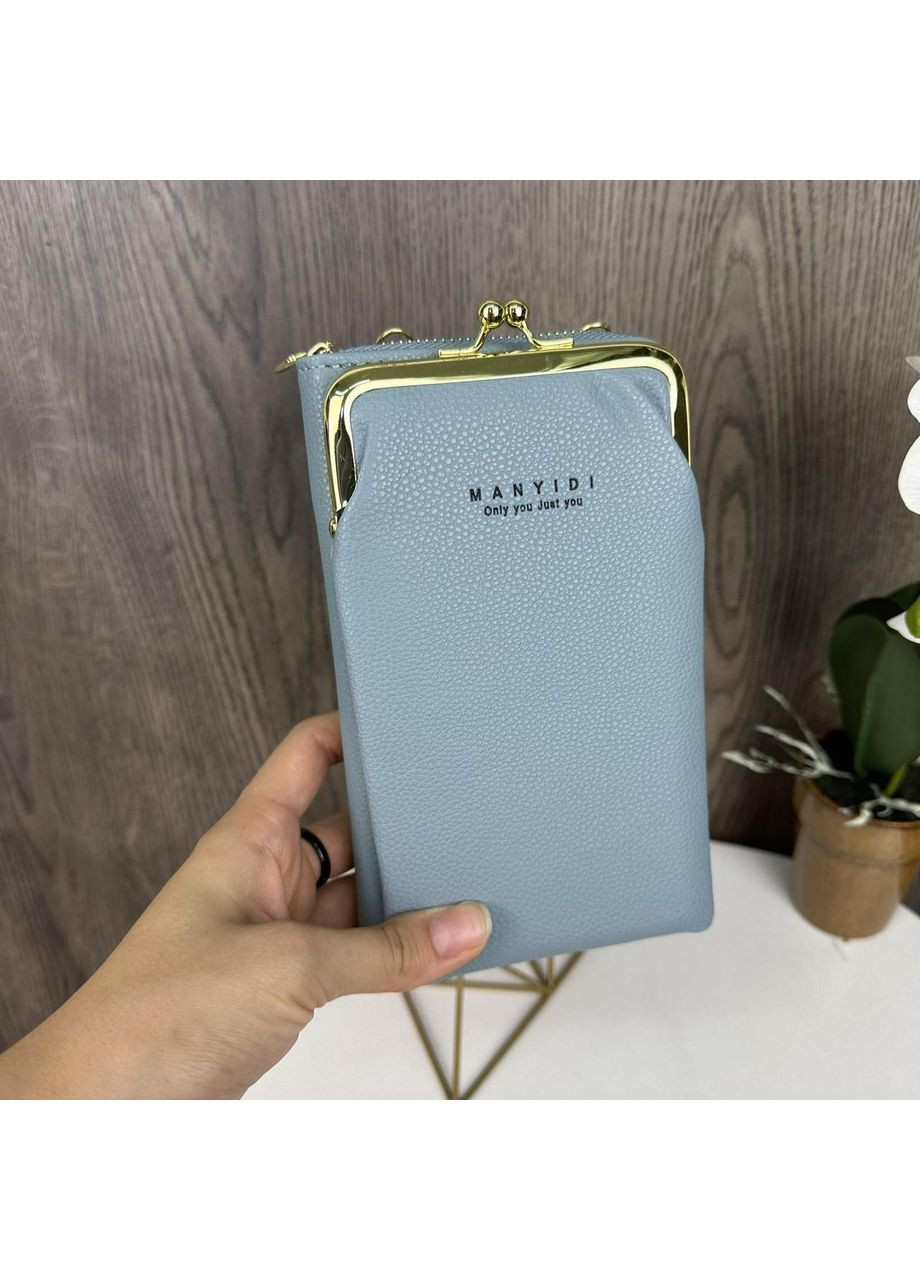 Маленькая женская сумочка клатч на плечо экокожа голубая с ремешком ProDobro (363258944)