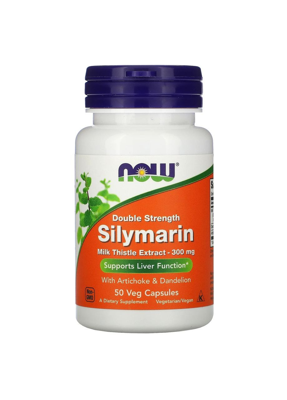 Силимарин двойной концентрации 300 мг для печени 50 вегетарианских капсул Now Foods (268211849)