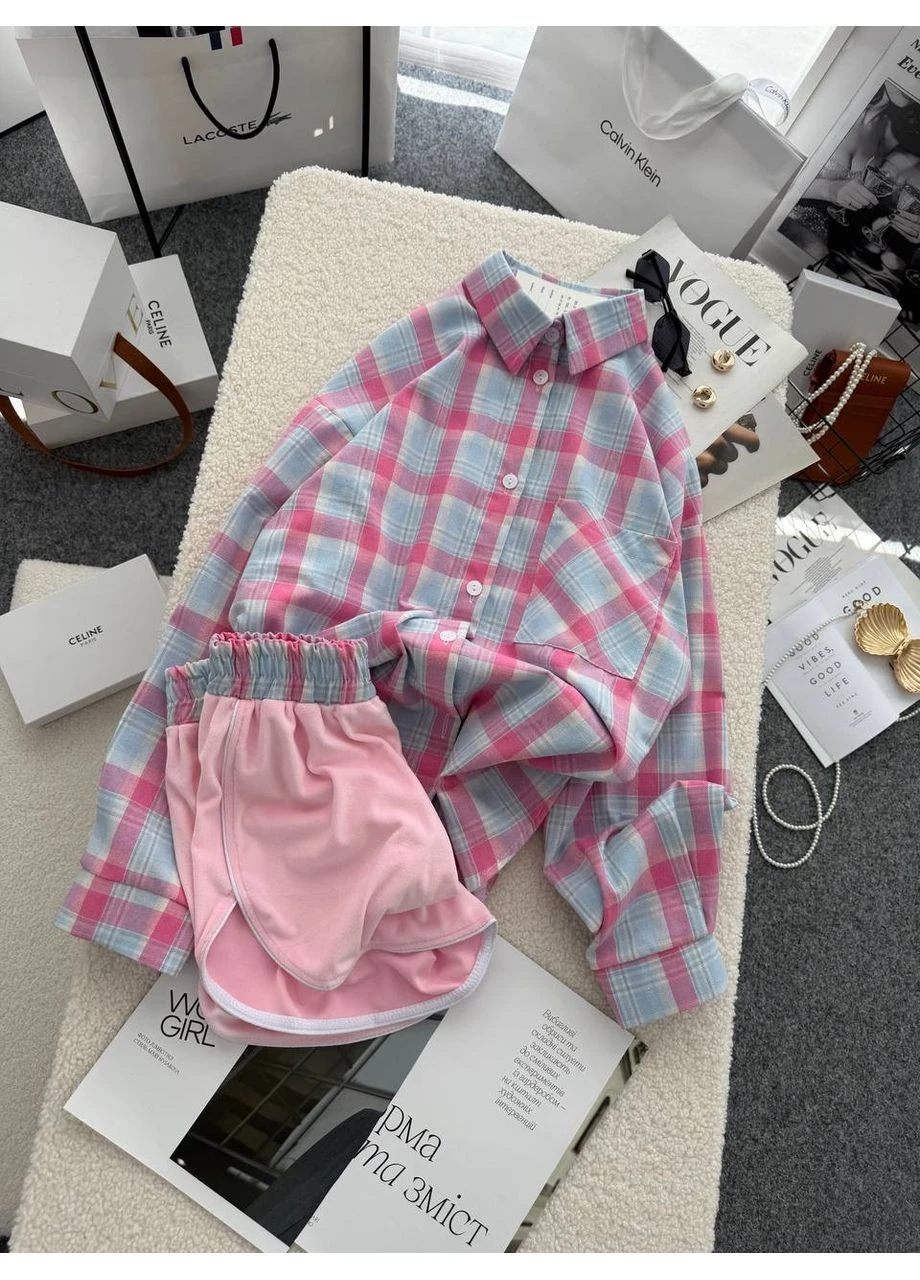 Женский спортивный костюм рубашка и шорты No Brand (396461059)