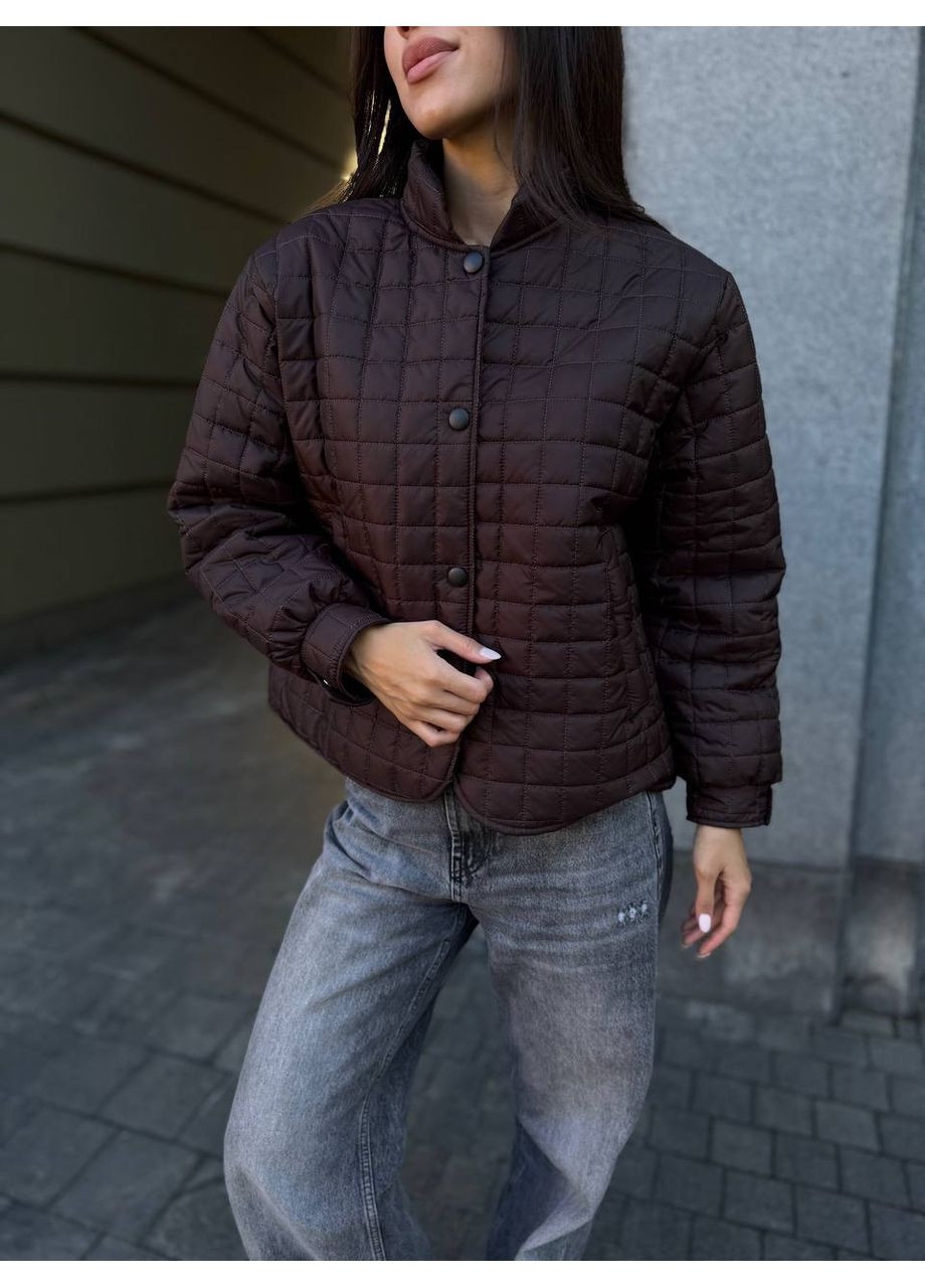 Коричневая демисезонная стеганая куртка бомбер куртка-лайнер Україна