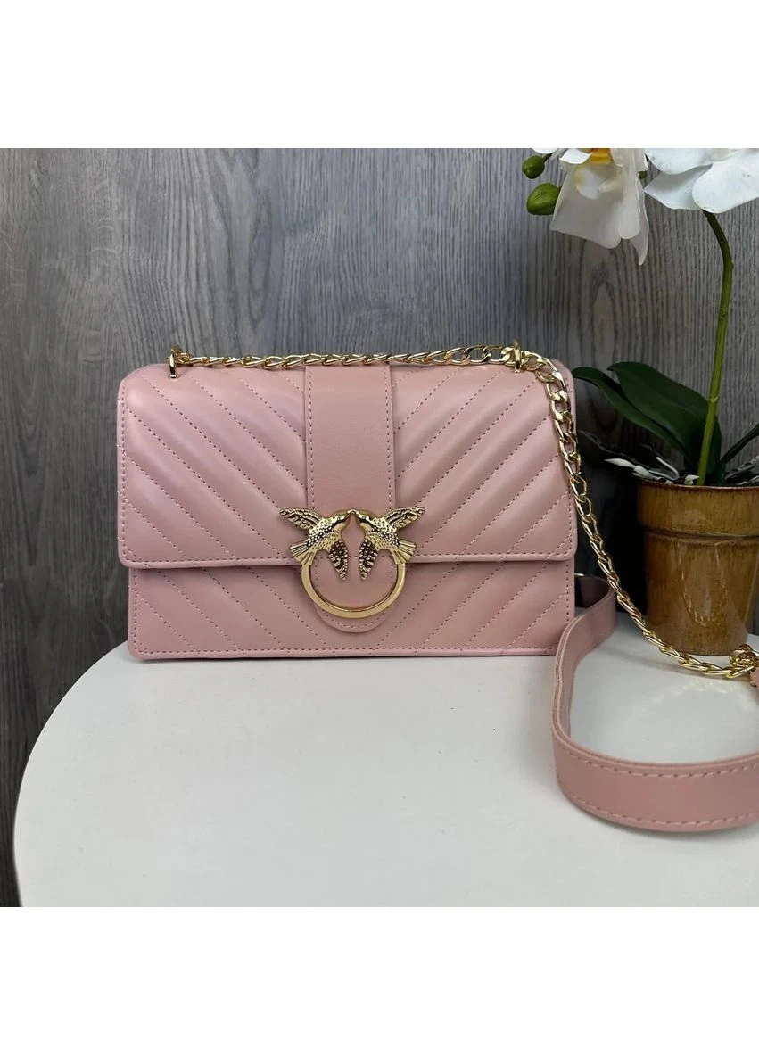 Женская мини сумочка клатч экокожа 24х8,5х16 см розовая с золотом No Brand (398475429)