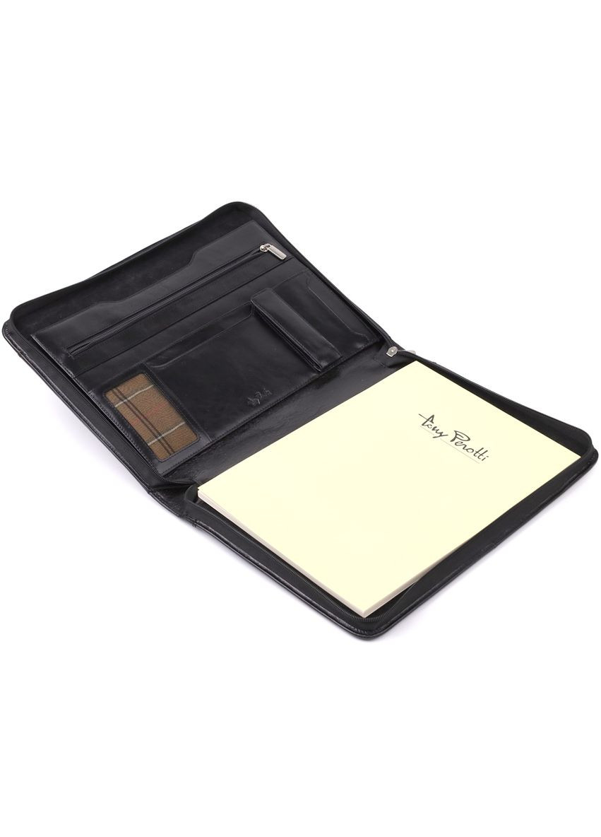 Оригинальная папка с блокнотом из гладкой натуральной кожи 20850_1 (1278L nero) Черный Tony Perotti (362046801)