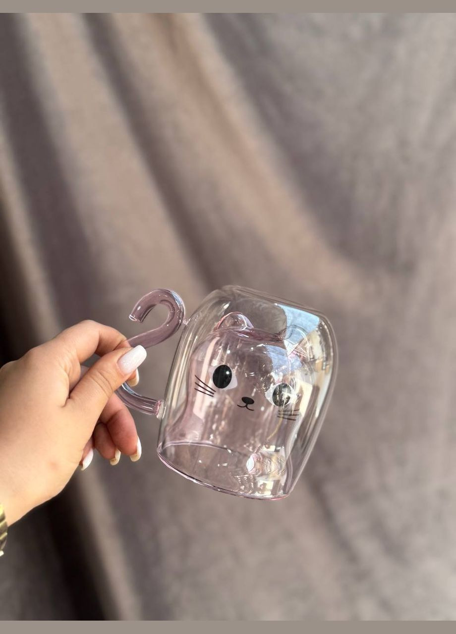 Набор чашек с двойными стенками Kitty Pink боросиликатное стекло 2 шт. 250 мл VT-5317-250 Vittora (338195417)