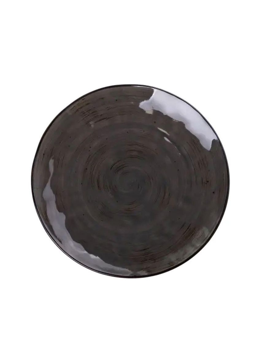 Тарілка сервірувальна кругла 26 см плоска порцелянова коричнева HP23393 TS Kitchen (370802451)