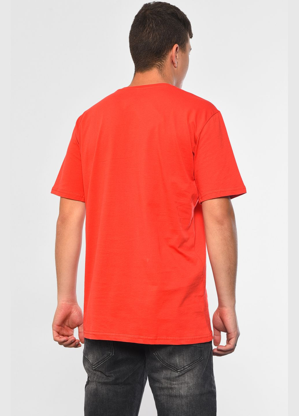 Красная футболка мужская полубатальная однотонная красного цвета Let's Shop