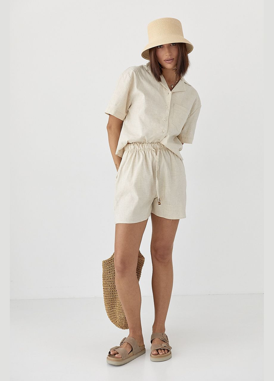 Льняний костюм із сорочкою та шортами Lurex (337701834)