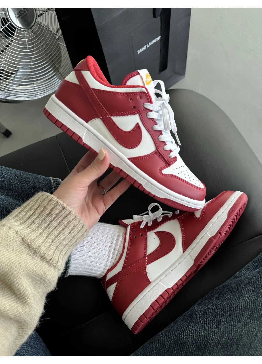 Білі кросівки чоловічі nike dunk red/white найк данк білі демісезон No Brand