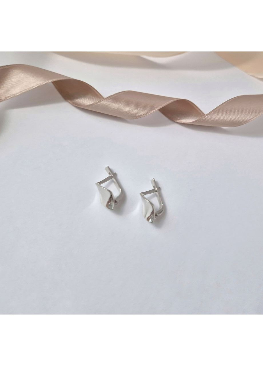 Срібні сережки без каменів Ромб срібло 925 проби Родоване 5006р 3.30г No Brand (359378340)