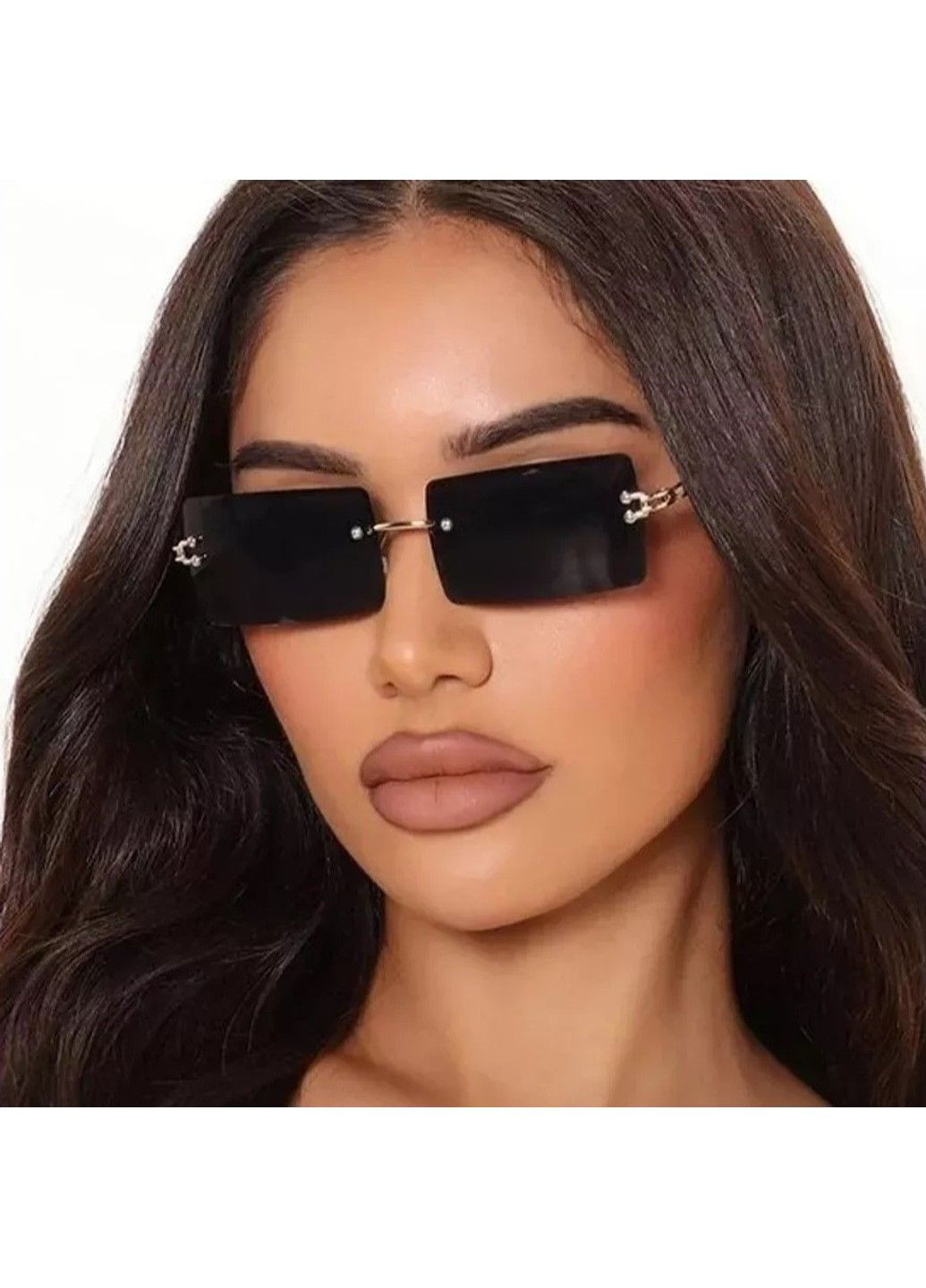 Сонцезахисні окуляри унісекс без оправи Rio чорні із золотом No Brand (307091372)
