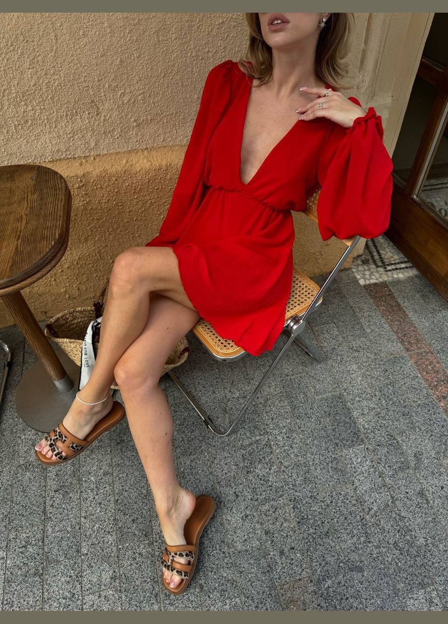 Червона кежуал сукня N.Family однотонна