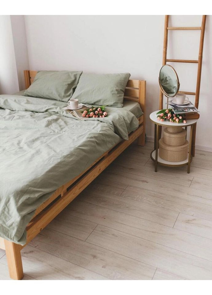 Постільна білизна сімейна Home Варена бавовна 20499 160х215х2 см фісташкова DUSHKA (336328676)