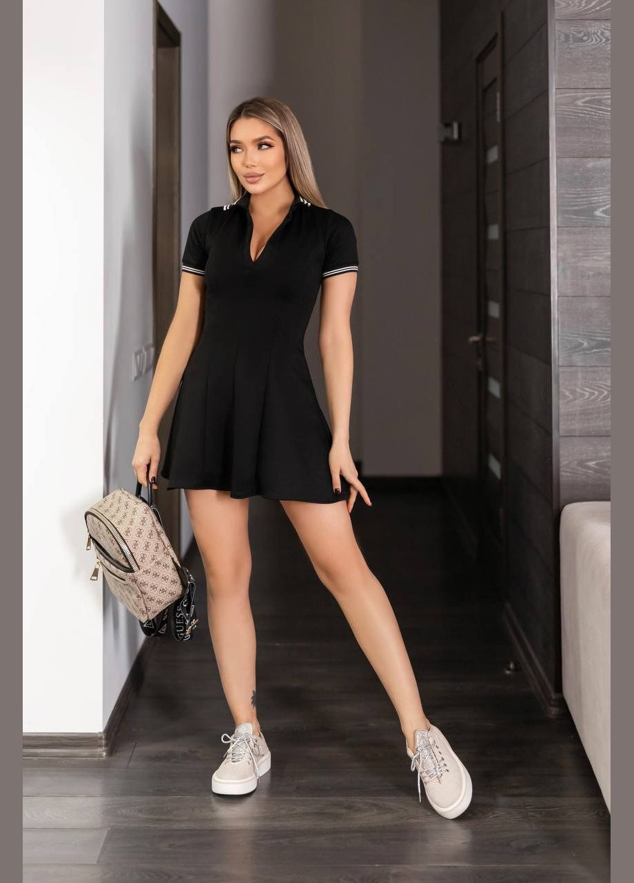 Черное повседневный, кэжуал, джинсовое платье женское поло No Brand однотонное