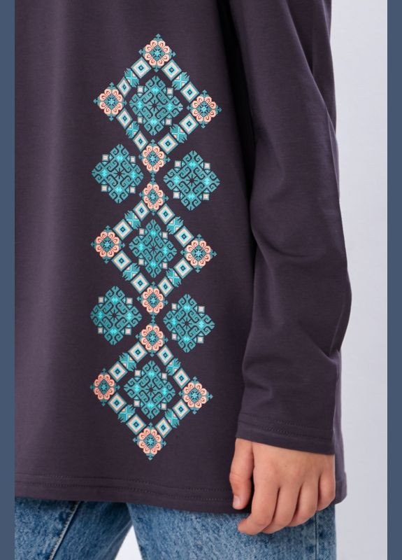 Серая джемпер для девочки (p-14851) Носи своє узор украинская символика (332974485)