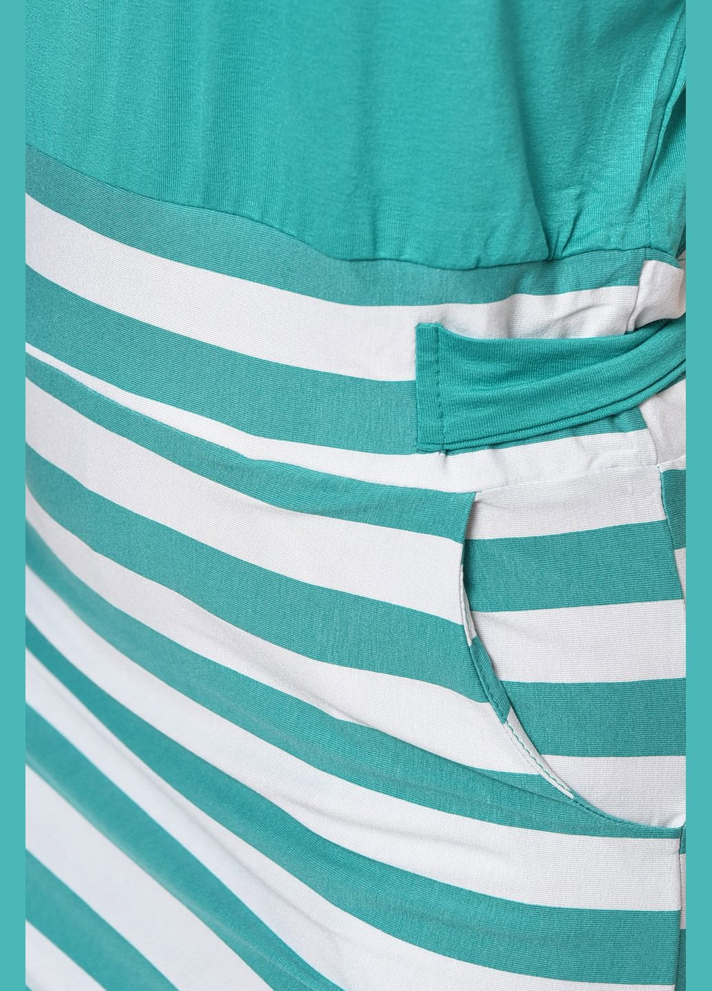 Зелена джинсова сукня жіноча в смужку зеленого кольору а-силует Let's Shop в смужку