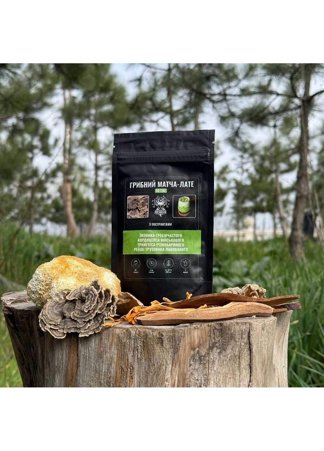 Грибной Матча-лате (без кофеина) 250 г Лесовик Лісовик (364210624)