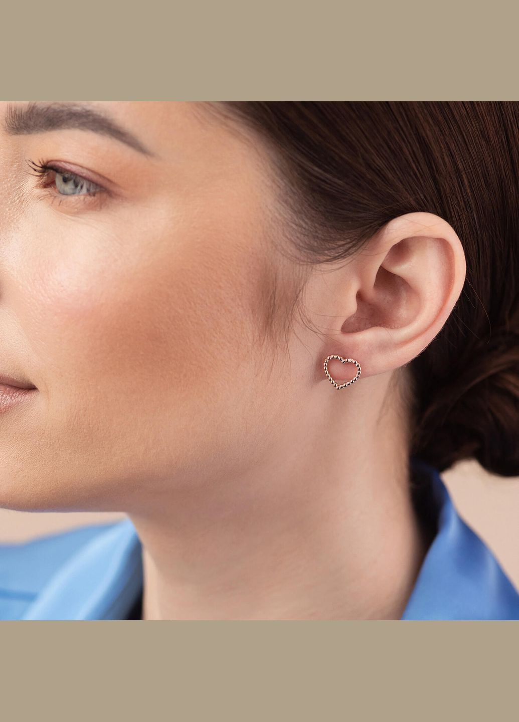 Серьги - пусеты Сердечки в красном золоте с08445 Oniks (264025112)