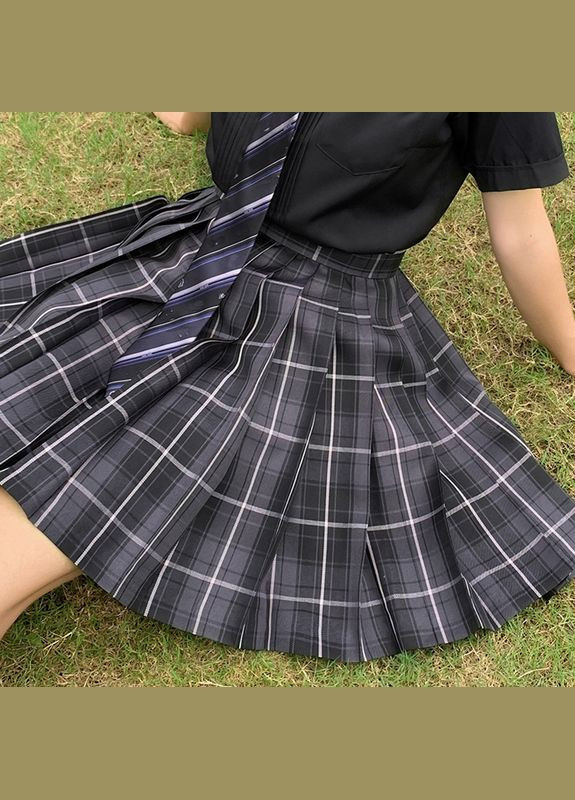 Спідниця в корейському стилі в клітинку сіра No Brand (307930780)