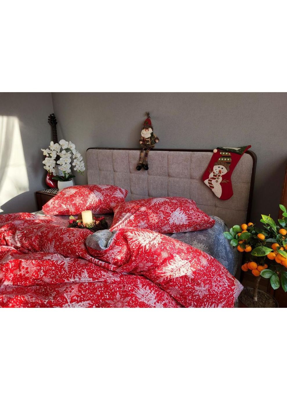 Постельное белье с резинкой Поморозь, ранфорс Евро размер, наволочки 50/70 No Brand (364217653)