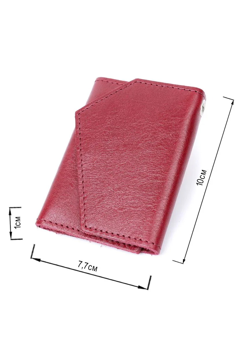 Містка жіноча шкіряна ключниця Бордовий 10х7,7х1 см Grande Pelle (391834134)
