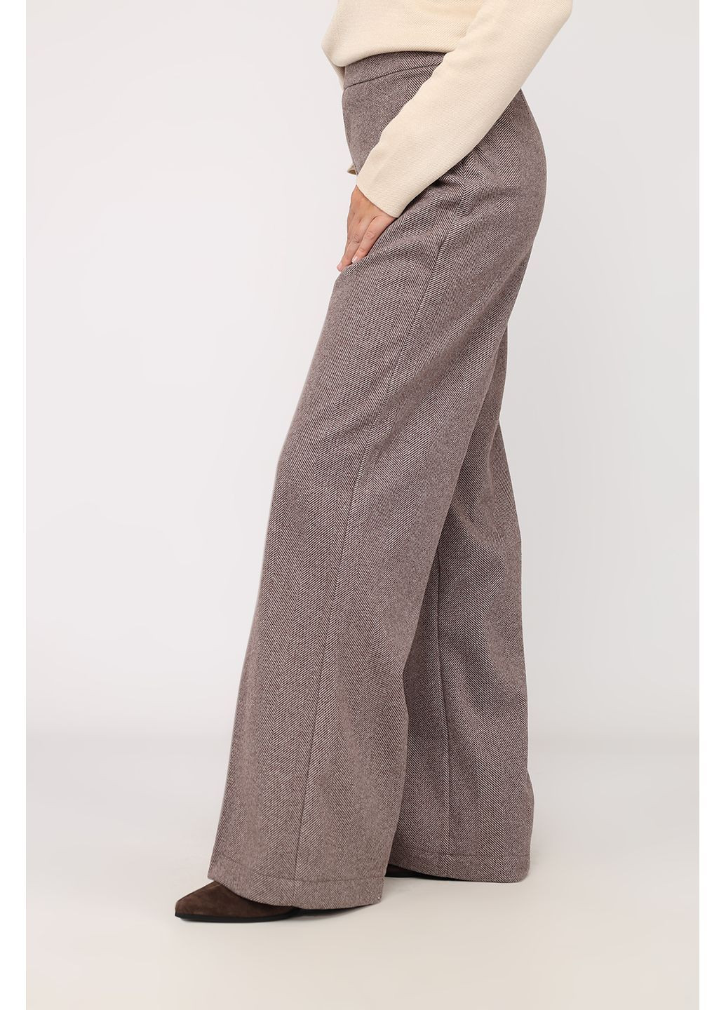 Штани прямі жіночі колір коричневий CB-00284298 Yuki (366038033)