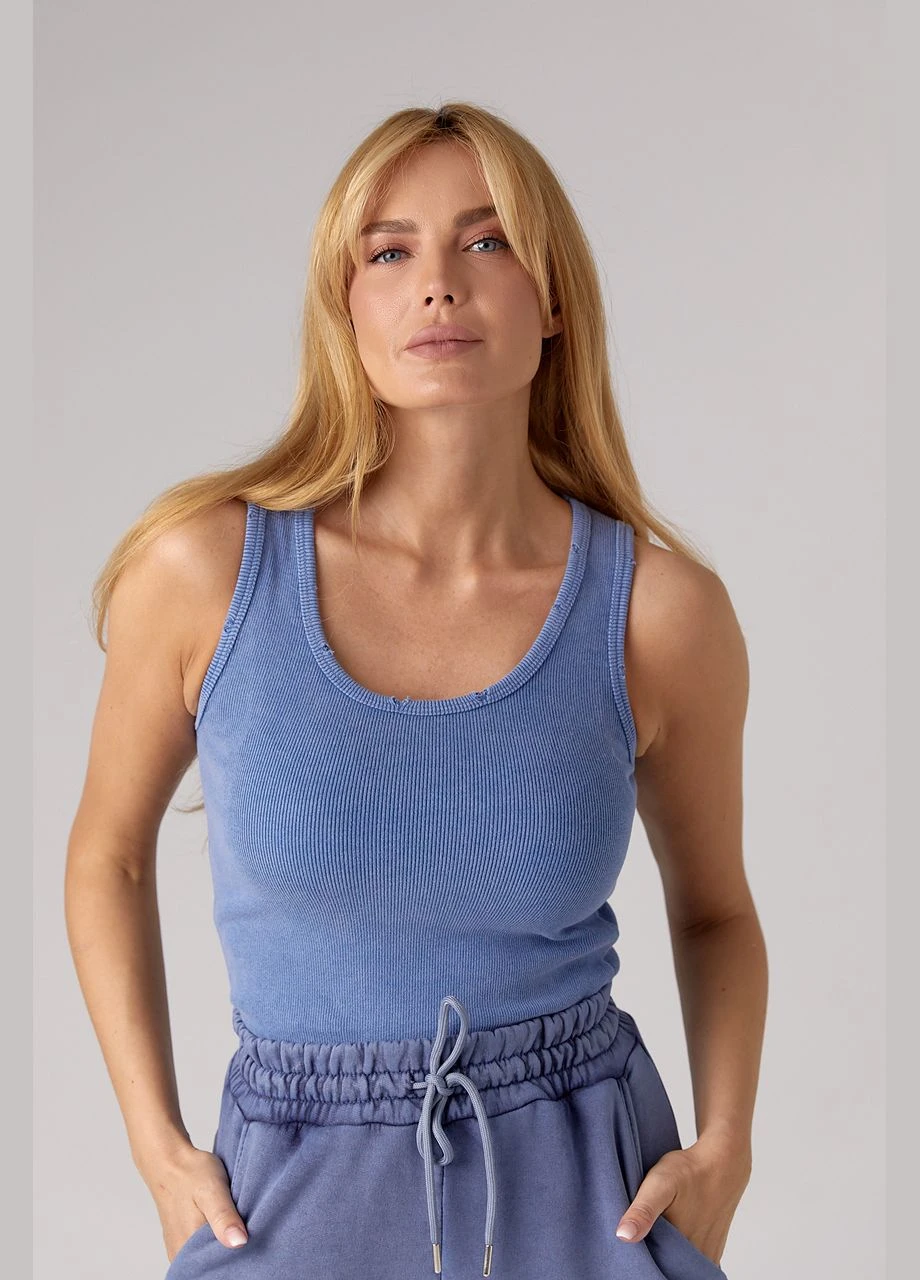 Майка трикотажна в рубчик з рваною окантовкою 0133 Lurex — 299261140