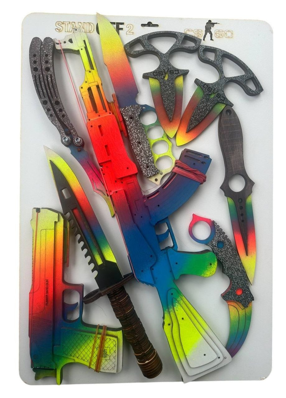 Набор деревянного оружия №5 с игры CS:GO Standoff 9 шт Цвет Синий + No Brand (330774481)