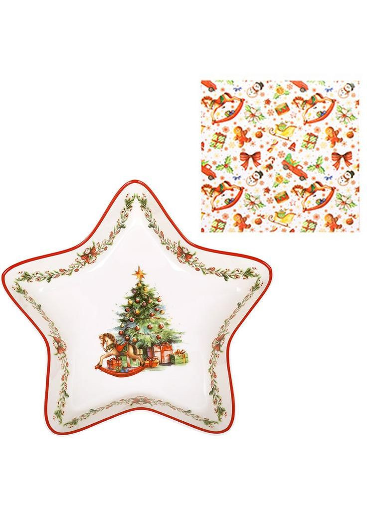 Блюдо фарфоровое "Рождественская Елка" 27.5см, звездочка BonaDi (372174492)