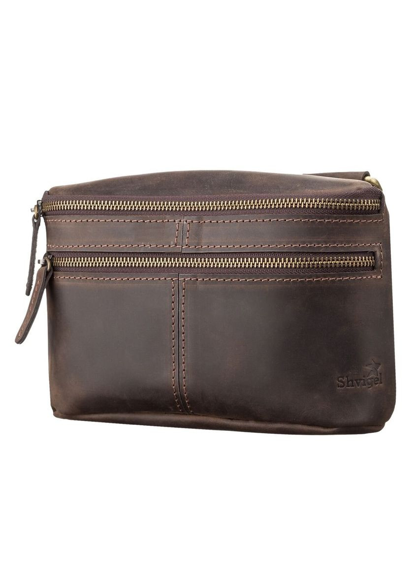 Мужская кожаная сумка для документов с карманами в винтажном стиле коричневая (sku_11094) No Brand (328922623)