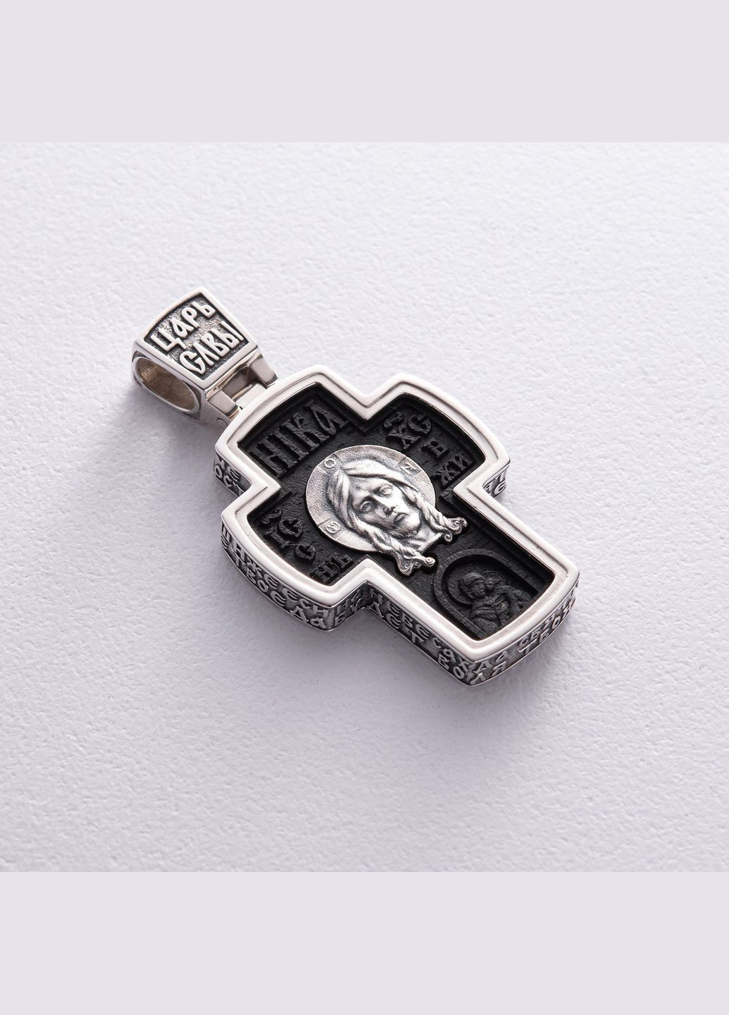 Мужской православный крест Спас Нерукотворный. Архангел Михаил из эбенового дерева и серебра 1052 Oniks (264644625)