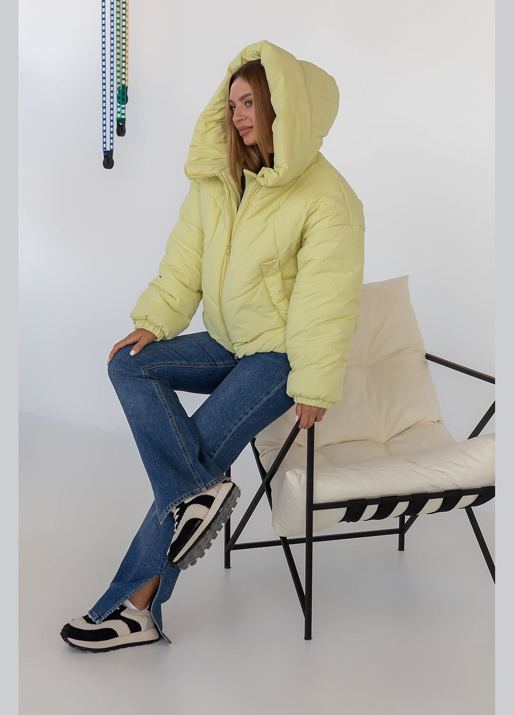 Жовта зимня зимова куртка селін 44 лимон MioRichi
