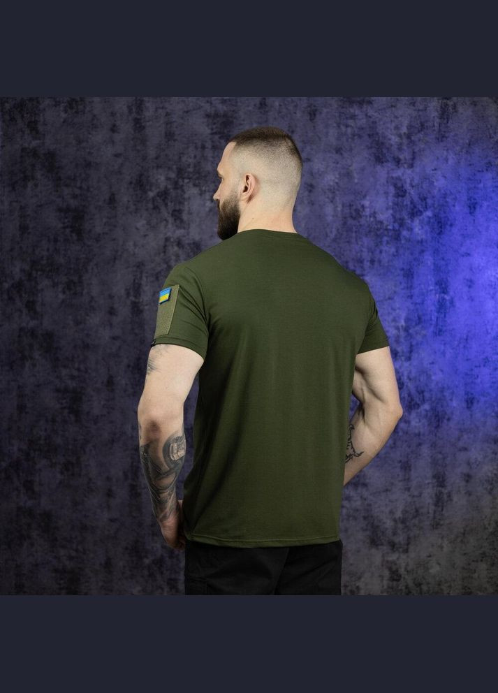 Тактична чоловіча футболка хакі з липучками під шеврони No Brand (346263331)