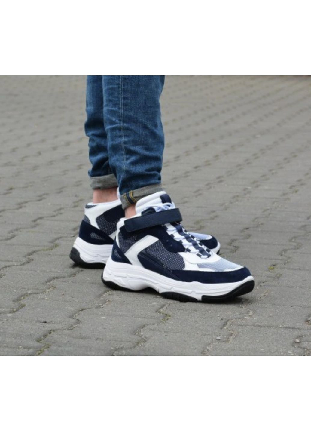 Синие демисезонные мужские кроссовки-хайтопы Calvin Klein Jeans