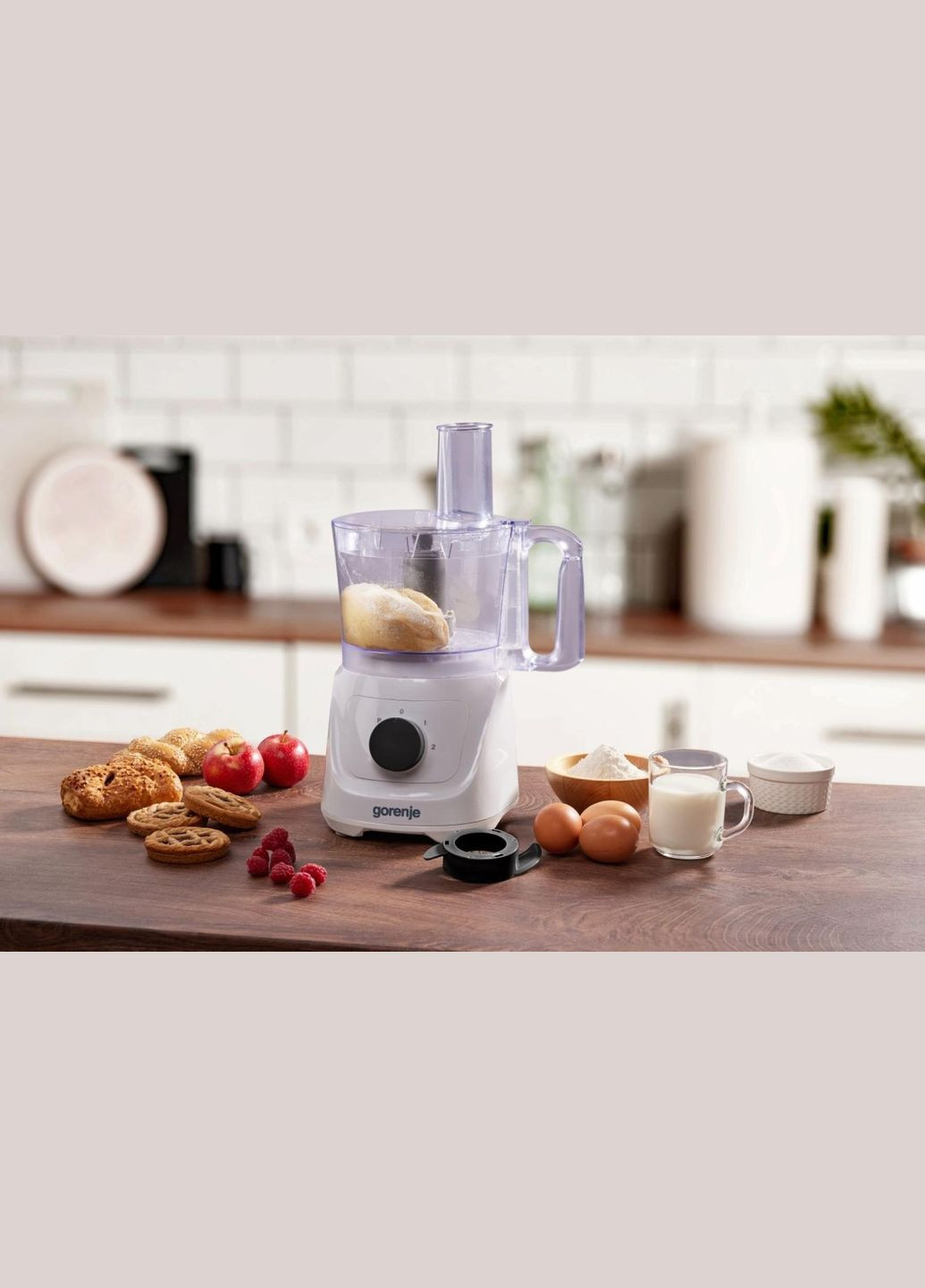 Кухонна машина 800Вт, чаша-пластик, корпус-метал/пластик, насадок-6, білий Gorenje (342113986)