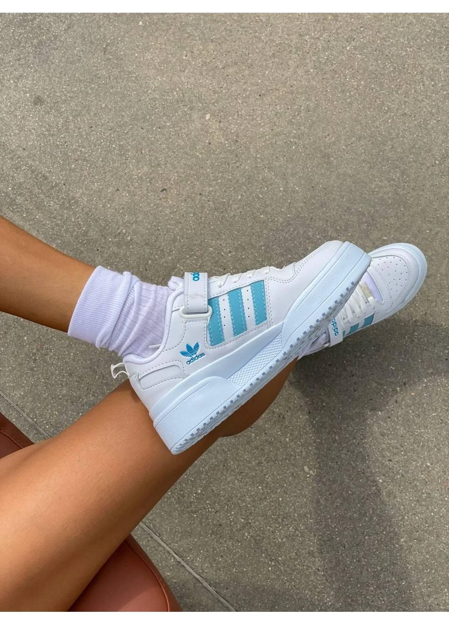 Білі літні кросівки adidas forum white blue адідас форум No Brand