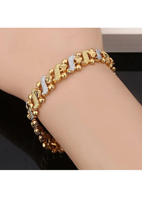 Браслет женский золотисто в стиле бохо покрытие 24K золотом 9 мм 19 см Liresmina Jewelry (368854804)