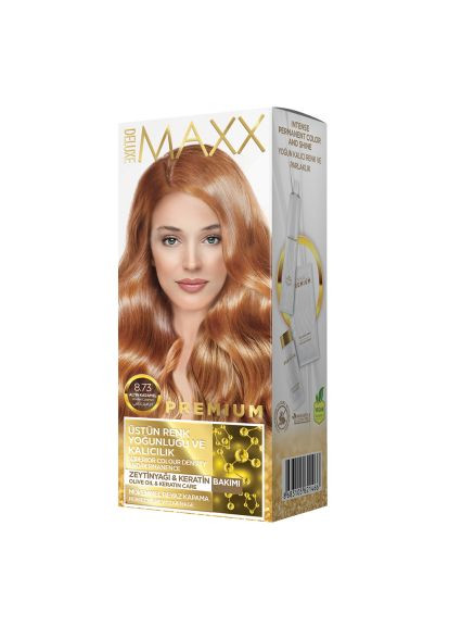 Фарба для волосся 8.73 Золота карамель 50 мл+50 мл+10 мл Maxx Deluxe (284722523)