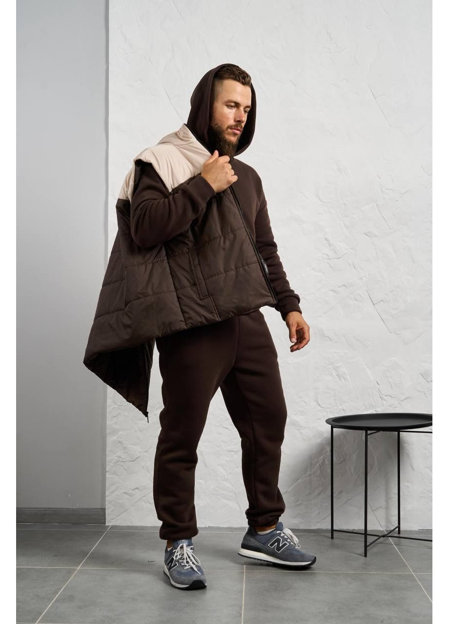 Темно-коричневый зимний костюм мужской тройка Garna