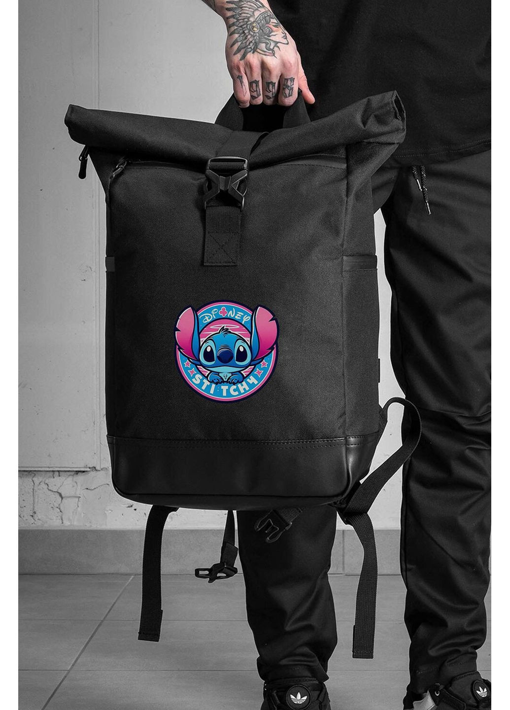 Повсякденний Рюкзак Роллтоп Шкільний Для Хлопчика З Принтом Стіч Black Without (360655542)