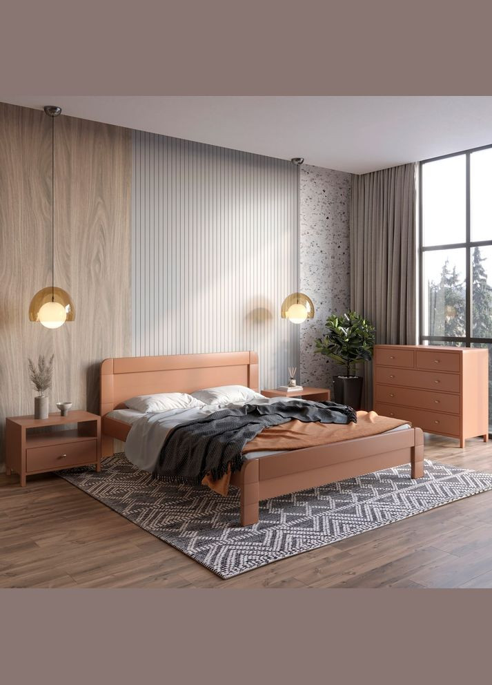 Односпальне дерев'яне ліжко Тоскана (RAL8025) 90х200 см (MBG-3681) Mebigrand (366083074)