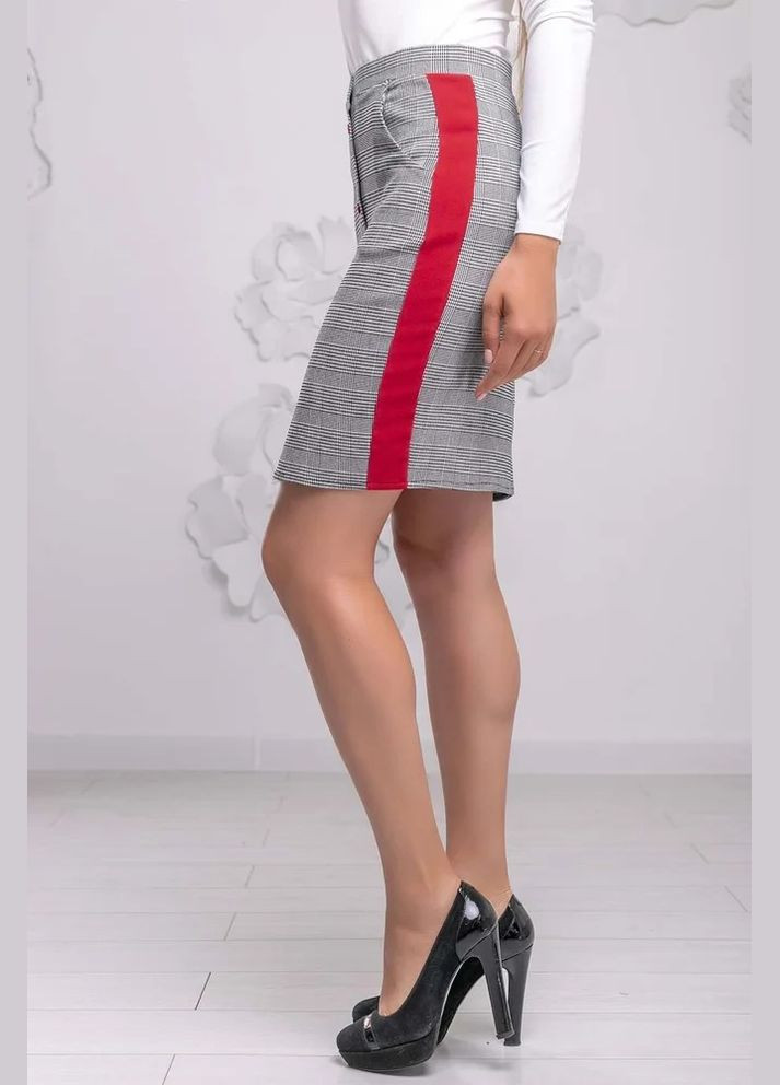Серо-красная офисная в клетку юбка Seventeen а-силуэта (трапеция)