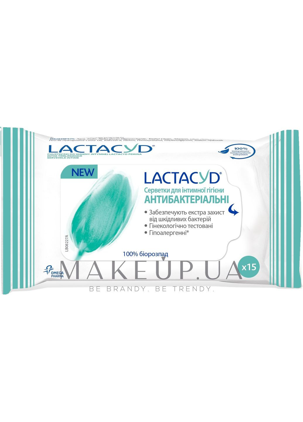 Серветки для інтимної гігієни "Антибактеріальні" 15шт (236005-27054402) Lactacyd (368633890)
