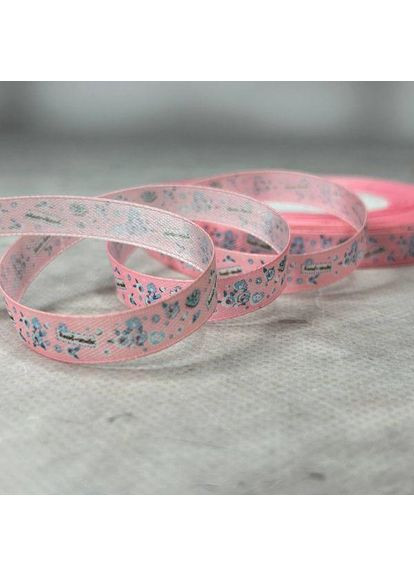 1 см Лента сатиновая с принтом на отрез - #743/2 розовая Plus-plus (352743120)