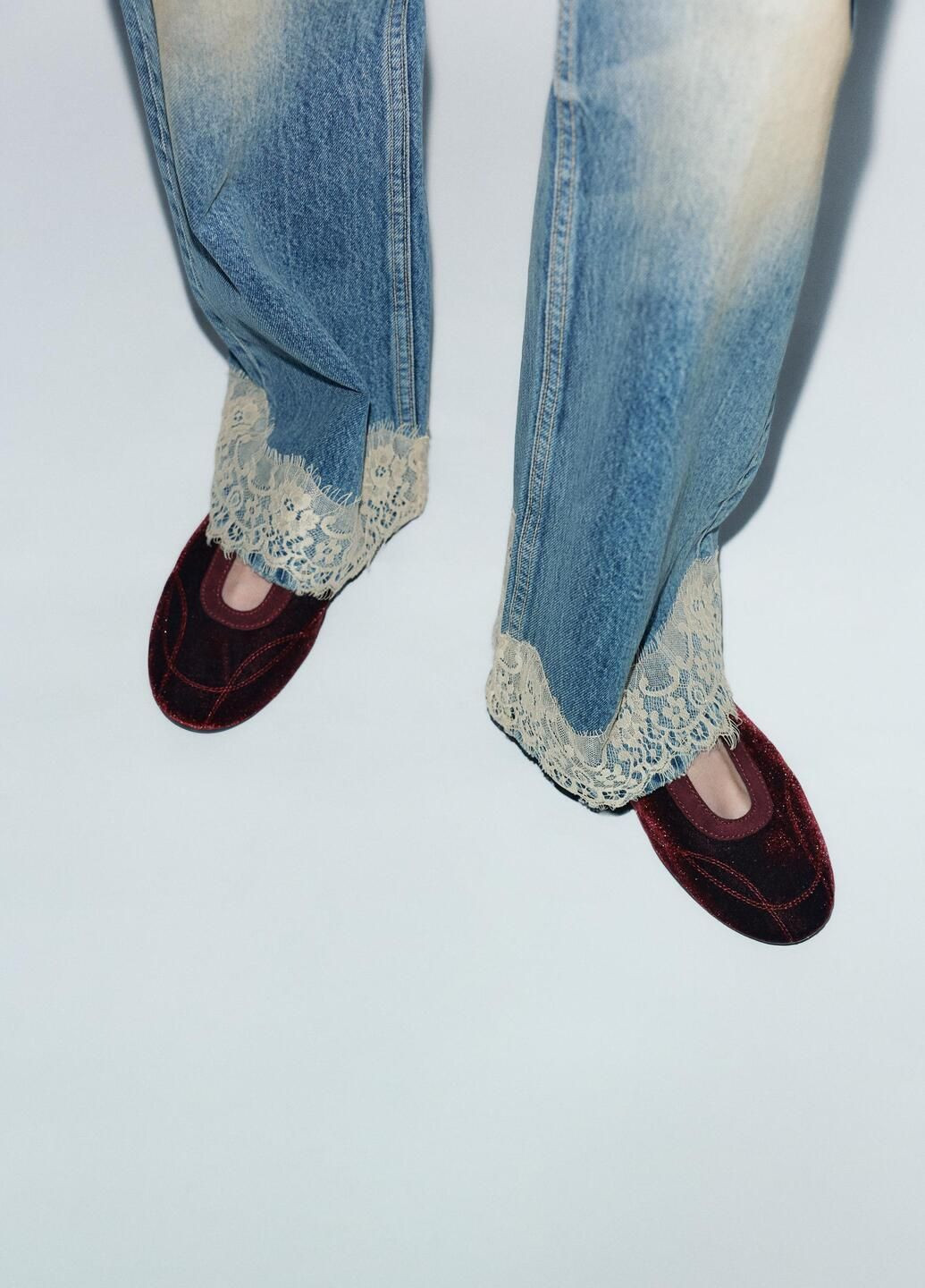 Жіночі балетки Zara | бордові однотонні штучна шкіра (371805146)