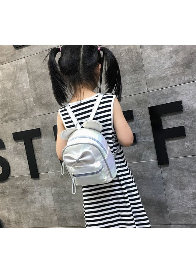 Мік рюкзак для дівчаток Міккі Маус з вушками і бантиком блискучий сріблястий No Brand (351536873)