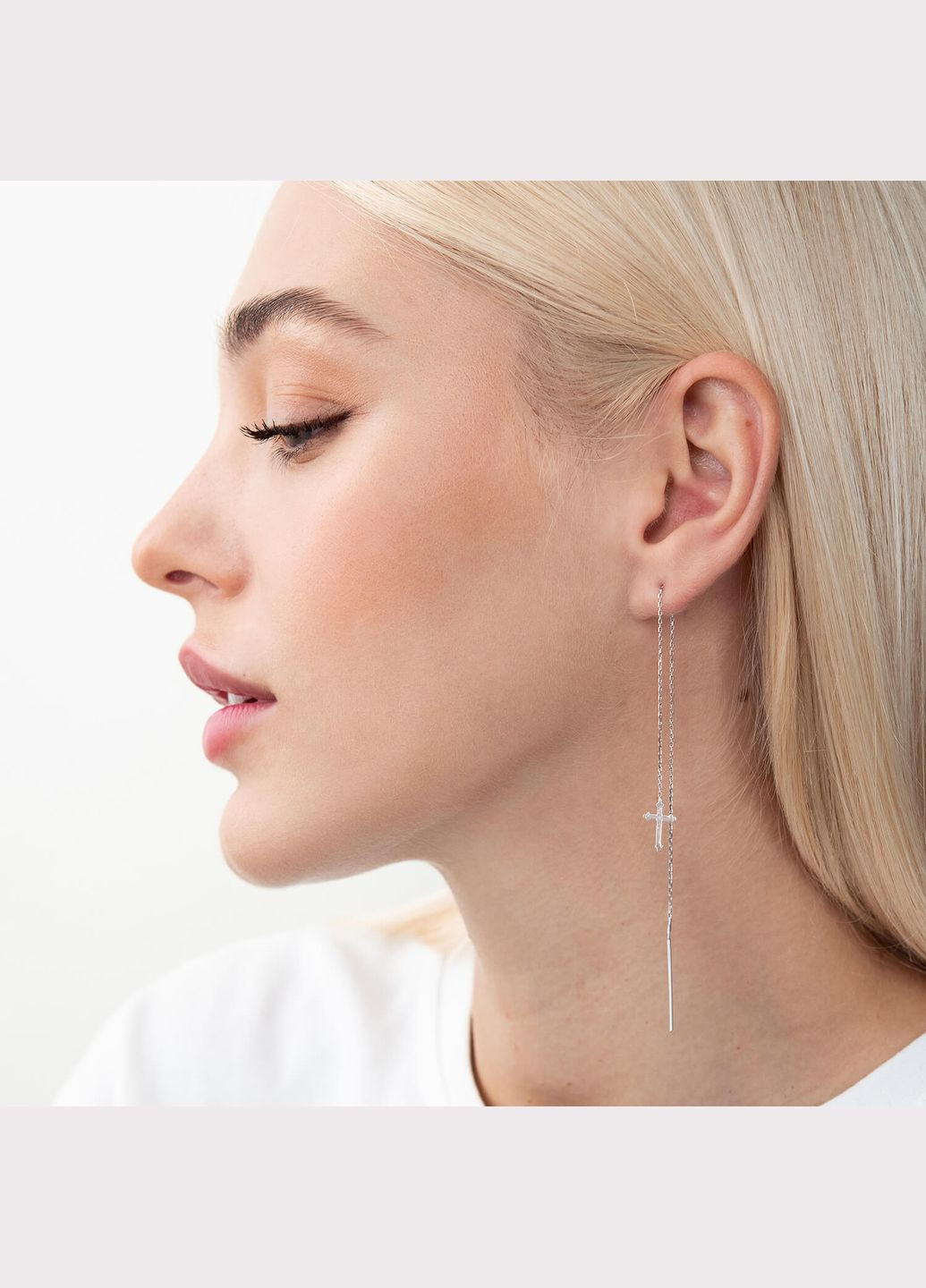 Золоті сережки - протяжки Хрестики с05243 Oniks (264024702)