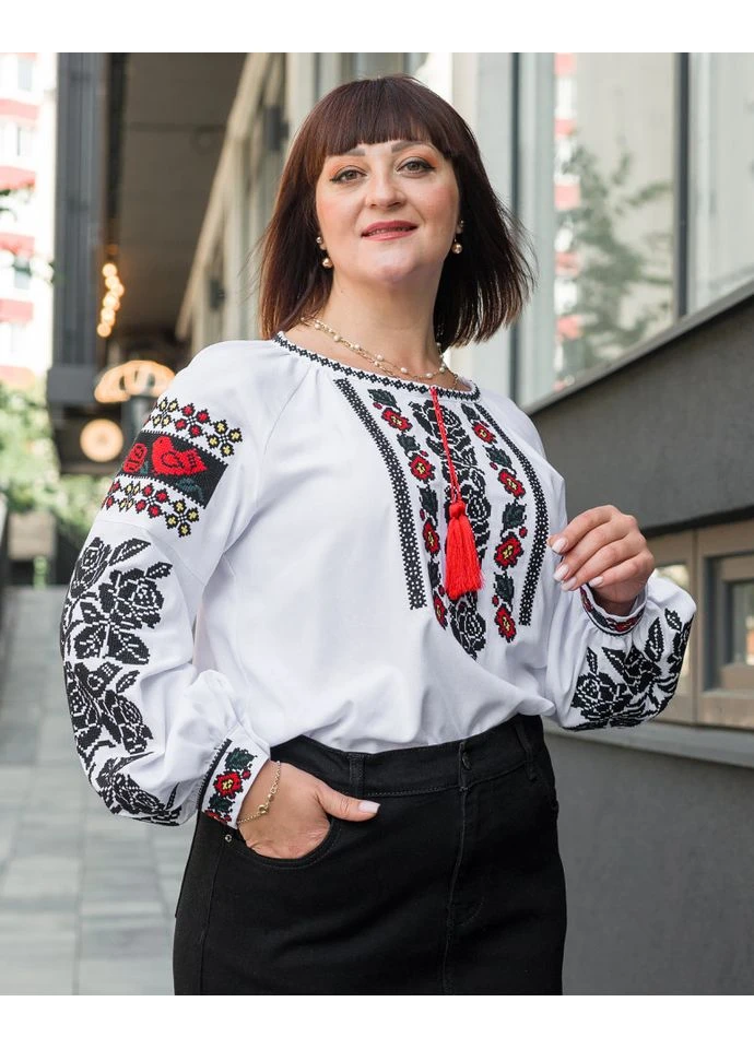 Біла вишиванка жайворонки-2 Alenka Plus