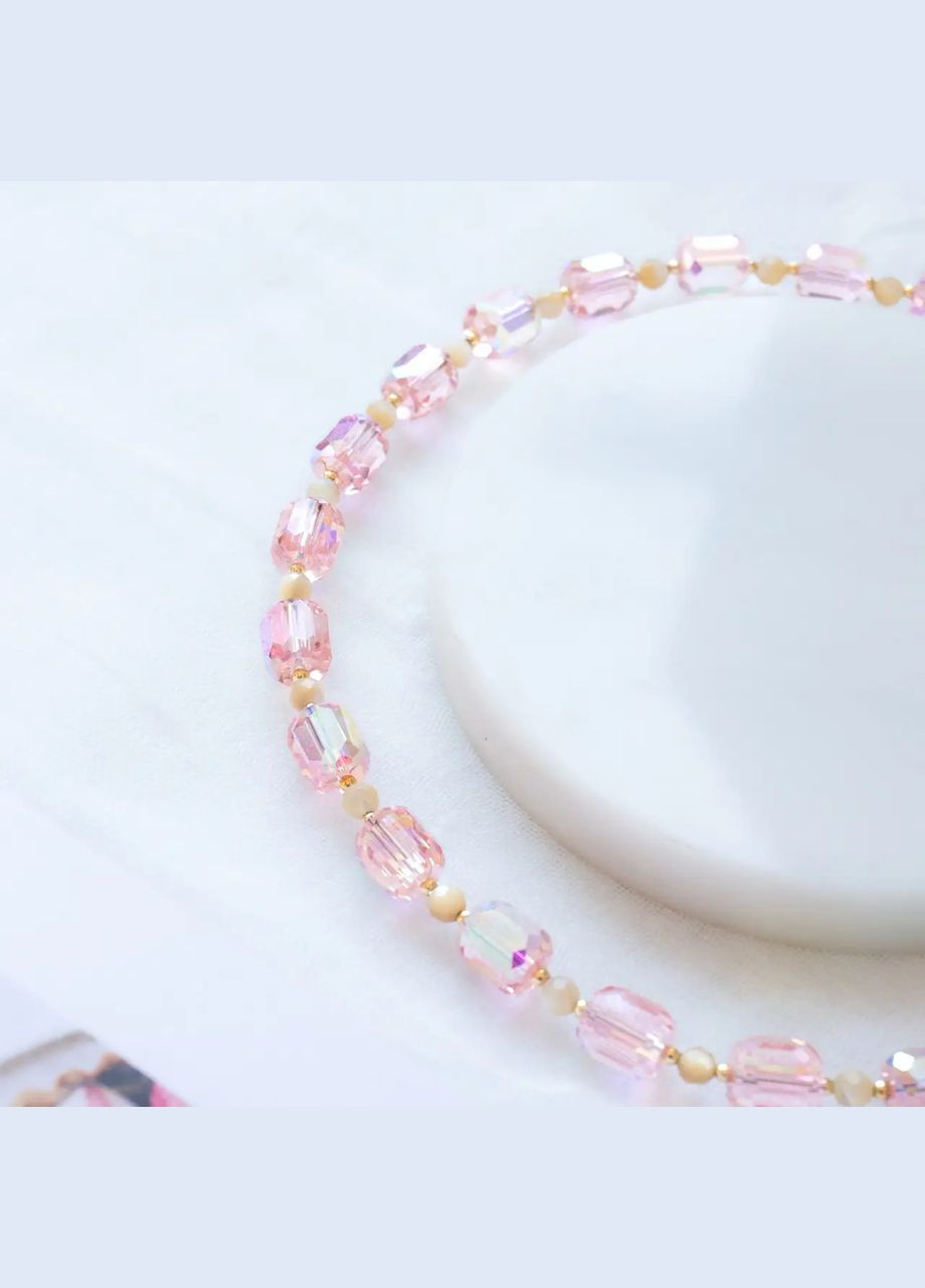 Чокер Чешский Хрусталь Люкс розовый перелив + Перламутр, фур-ра гип-ный сплав цвет золото d-7мм+- L-38-43см No Brand перламутр латунь, стекло золото (302972854)